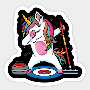 Magical Dabbing Unicorn Curling Design For Curling Player Curling Sticker